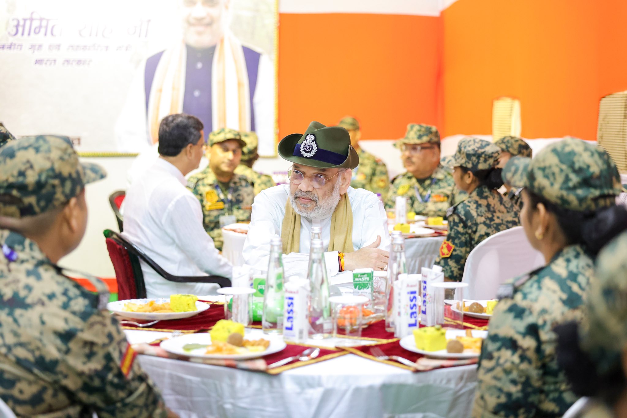 Union Home and Cooperation Minister Shri Amit Shah inspects the BSF’s Lankamura Border Outpost in Tripura and boosts the morale of the troops by interacting with the border sentinels